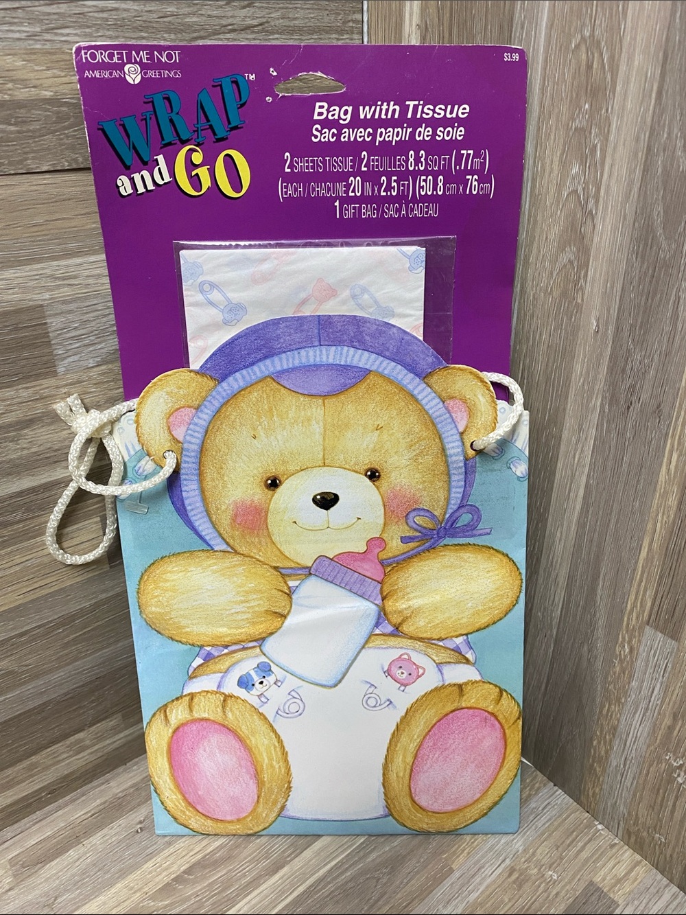 Wrap and Go Blue Teddy Bear Gift baby shower gift bag gender reveal gift